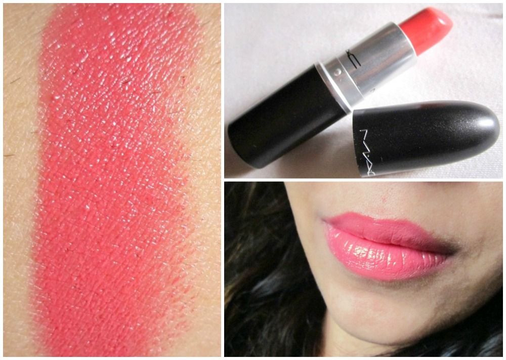 coral mac lipstick review for dusky